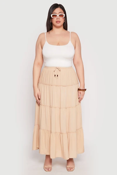 Womens Plus Almost Famous Tiered Maxi Skirt,