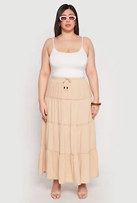 Womens Plus Almost Famous Tiered Maxi Skirt,