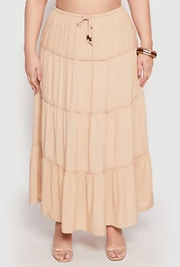 Womens Plus Almost Famous Tiered Maxi Skirt,