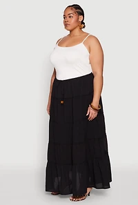 Plus Almost Famous Tiered Maxi Skirt