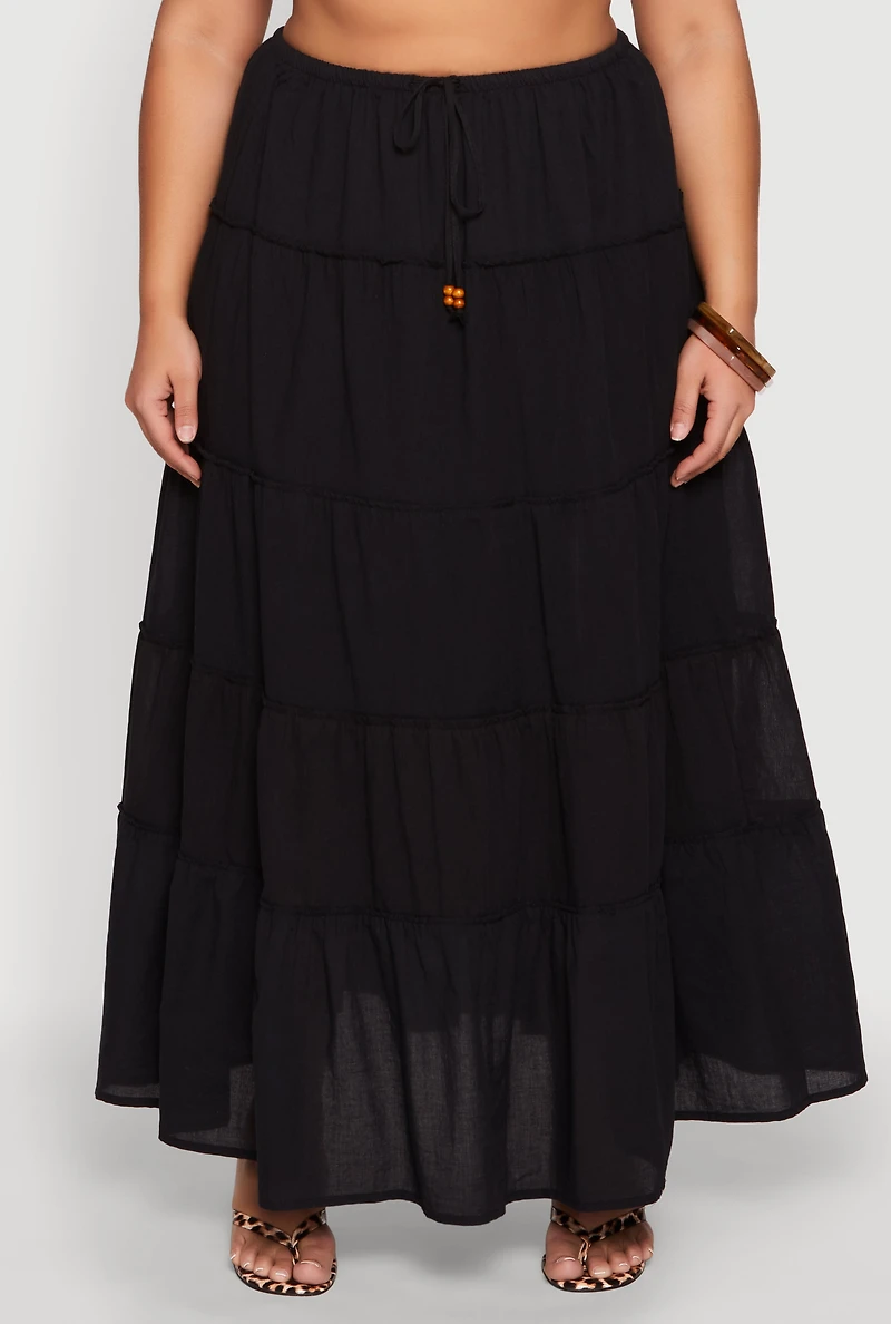 Plus Almost Famous Tiered Maxi Skirt