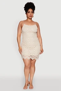 Plus Chic Crochet Scoop Neck Cami Dress