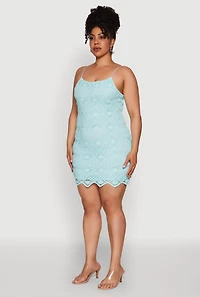 Womens Plus Chic Crochet Scoop Neck Cami Dress, 1X