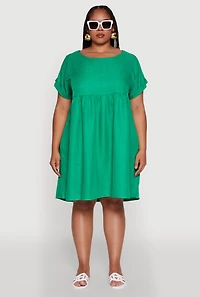 Womens Plus Size Chic Sundress with Pockets and Scoop Neck, Green, Size 2X