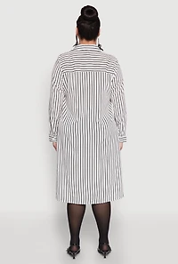 Womens Plus Size Striped High Low Hem Shirt Dress, Multi, Size 2X