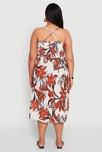 Womens Plus Size Floral Print Smocked Tiered Midi Dress, Multi, Size 2X