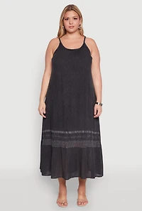 Womens Plus Size Ruffle Trim Maxi Dress, Grey, Size 1X