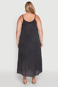Womens Plus Size Ruffle Trim Maxi Dress, Grey, Size 1X