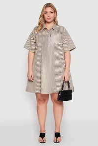 Plus Striped Short Sleeve Dress
