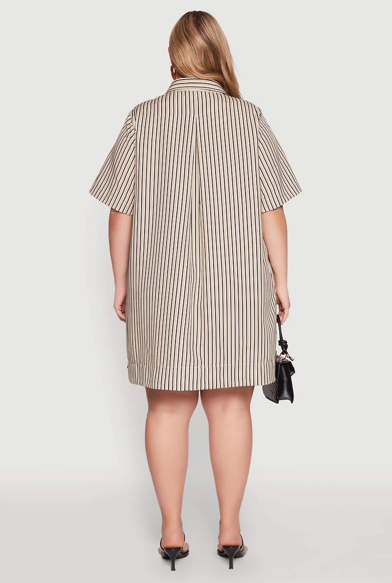 Plus Striped Short Sleeve Dress