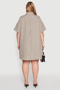 Plus Striped Short Sleeve Dress