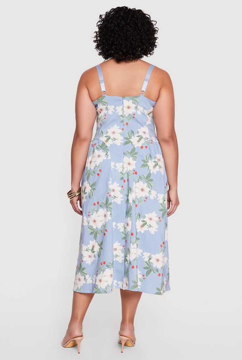 Plus Floral Print Bustier Sundress