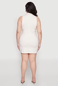 Womens Plus Size Collared Cargo Pocket Dress, White, Size 2X