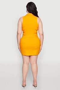 Womens Plus Size Collared Cargo Pocket Dress, Yellow, Size 3X