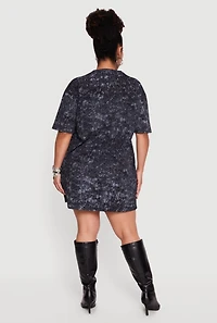 Plus Acid Wash Graphic T-Shirt Dress