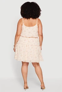 Plus Ditsy Floral Swiss Dot Tiered Dress