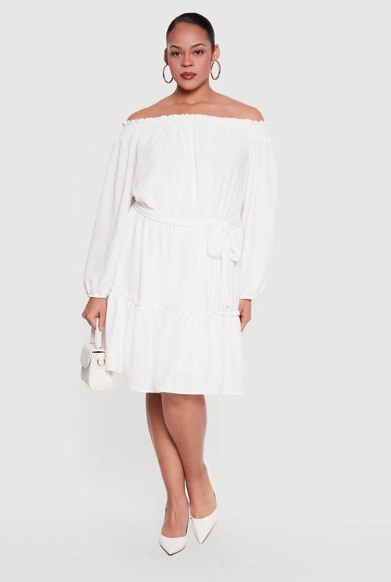 Plus Crepe Knit Off The Shoulder Dress