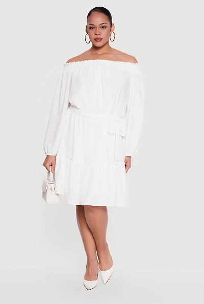 Plus Crepe Knit Off The Shoulder Dress