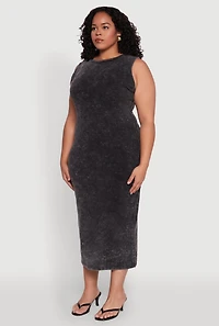 Womens Plus Daisy Mineral Wash Maxi Tank Dress,