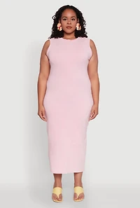 Womens Plus Daisy Mineral Wash Maxi Tank Dress, Pink,