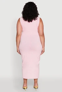 Womens Plus Daisy Mineral Wash Maxi Tank Dress, Pink,