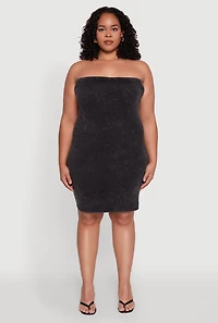 Womens Plus Daisy Mineral Wash Mini Strapless Dress, 2X