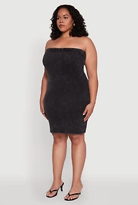 Womens Plus Daisy Mineral Wash Mini Strapless Dress, 2X