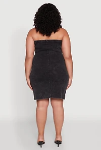 Womens Plus Daisy Mineral Wash Mini Strapless Dress, 3X