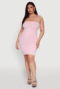 Womens Plus Size Daisy Mineral Wash Mini Strapless Dress, Pink, Size 3X