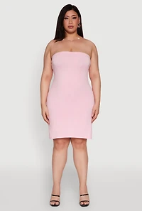 Womens Plus Size Daisy Mineral Wash Mini Strapless Dress, Pink, Size 3X