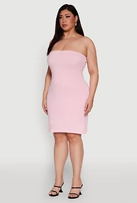 Womens Plus Size Daisy Mineral Wash Mini Strapless Dress, Pink, Size 3X