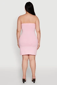 Womens Plus Size Daisy Mineral Wash Mini Strapless Dress, Pink, Size 3X