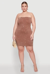 Womens Plus Daisy Mineral Wash Mini Strapless Dress,