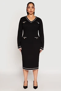 Plus Daisy Contrast Trim Sweater Dress