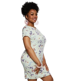 Plus Butterfly Printed T Shirt Dress