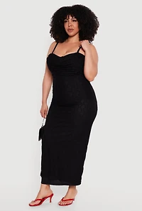 Plus Cowl Sweetheart Neckline Keyhole Back Maxi Dress