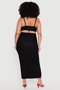 Plus Cowl Sweetheart Neckline Keyhole Back Maxi Dress