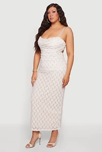 Plus Cowl Sweetheart Neckline Keyhole Back Maxi Dress