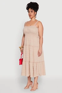 Womens Plus Almost Famous Smocked Tiered Dress, 1X