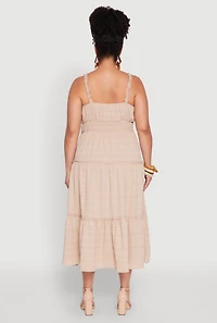 Womens Plus Almost Famous Smocked Tiered Dress, 1X