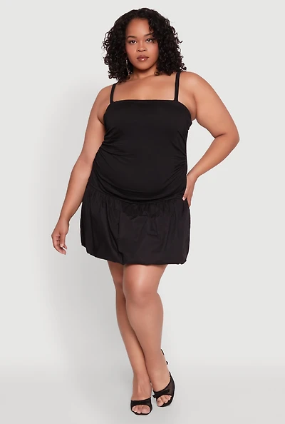 Womens Plus Size Almost Famous Convertible Bubble Hem Dress, Black, Size 1X