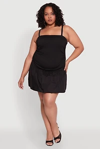 Womens Plus Size Almost Famous Convertible Bubble Hem Dress, Black, Size 1X