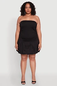 Womens Plus Size Almost Famous Convertible Bubble Hem Dress, Black, Size 1X