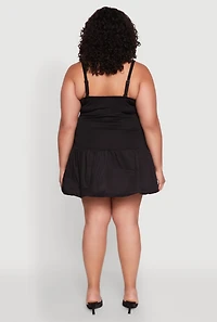 Womens Plus Size Almost Famous Convertible Bubble Hem Dress, Black, Size 1X