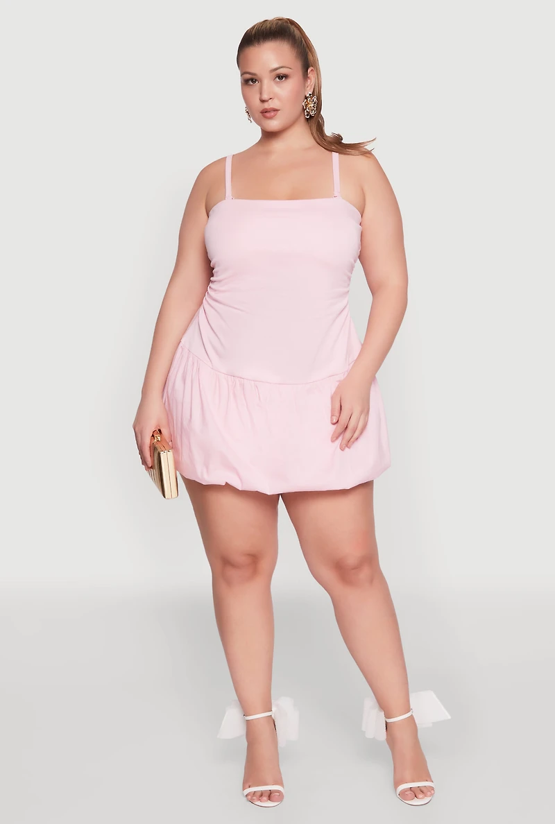 Womens Plus Size Almost Famous Convertible Bubble Hem Dress, Pink, Size 3X