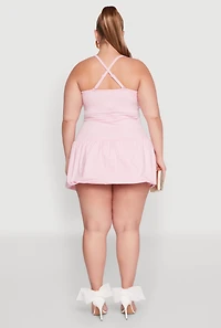 Womens Plus Size Almost Famous Convertible Bubble Hem Dress, Pink, Size 3X