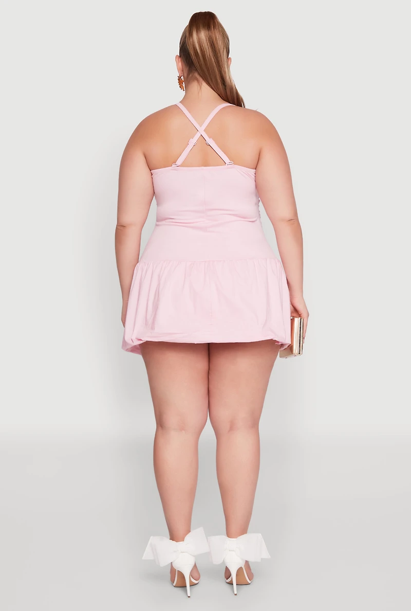 Plus Almost Famous Convertible Bubble Hem Dress