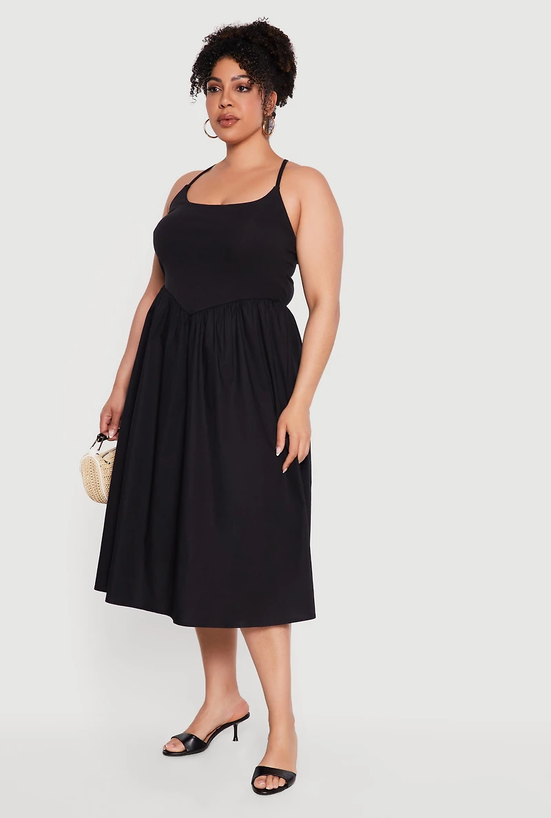 Plus Almost Famous Criss Cross Back Midi Dress