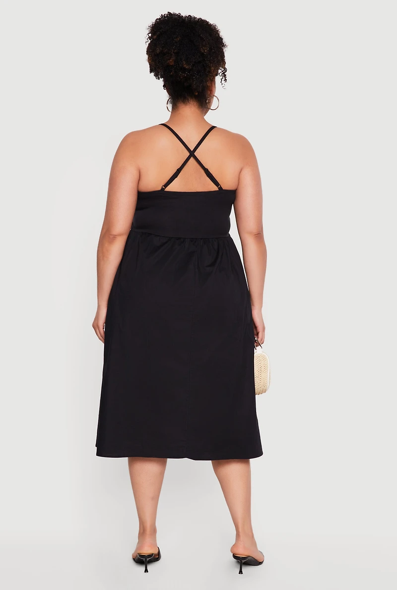 Plus Almost Famous Criss Cross Back Midi Dress