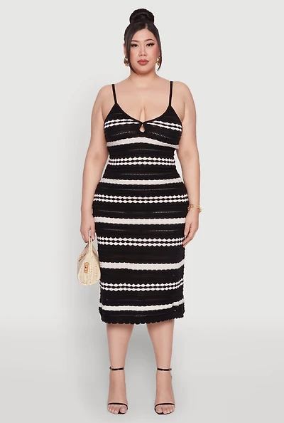 Plus Almost Famous Striped Midi Dress